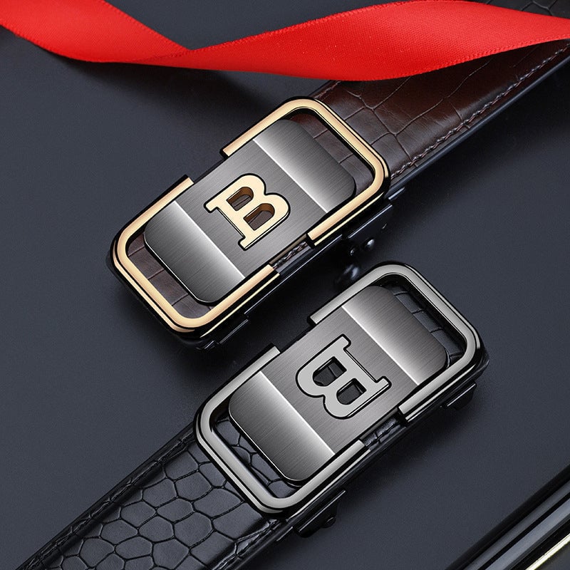 🎁Men's Crocodile-Patterned Automatic Buckle Belt [ BUY 1 GET 1 FREE ]