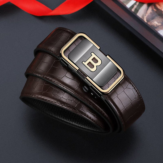 🎁Men's Crocodile-Patterned Automatic Buckle Belt [ BUY 1 GET 1 FREE ]