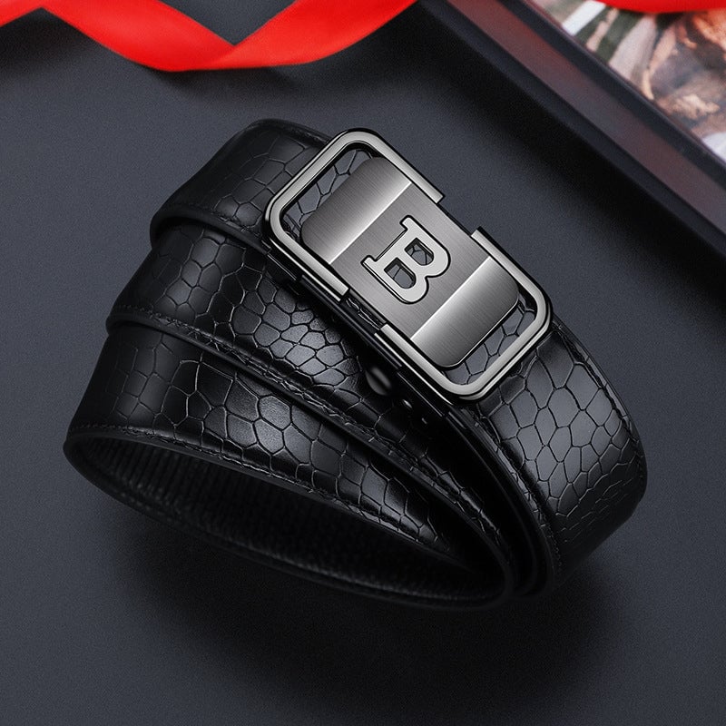 🎁Men's Crocodile-Patterned Automatic Buckle Belt [ BUY 1 GET 1 FREE ]