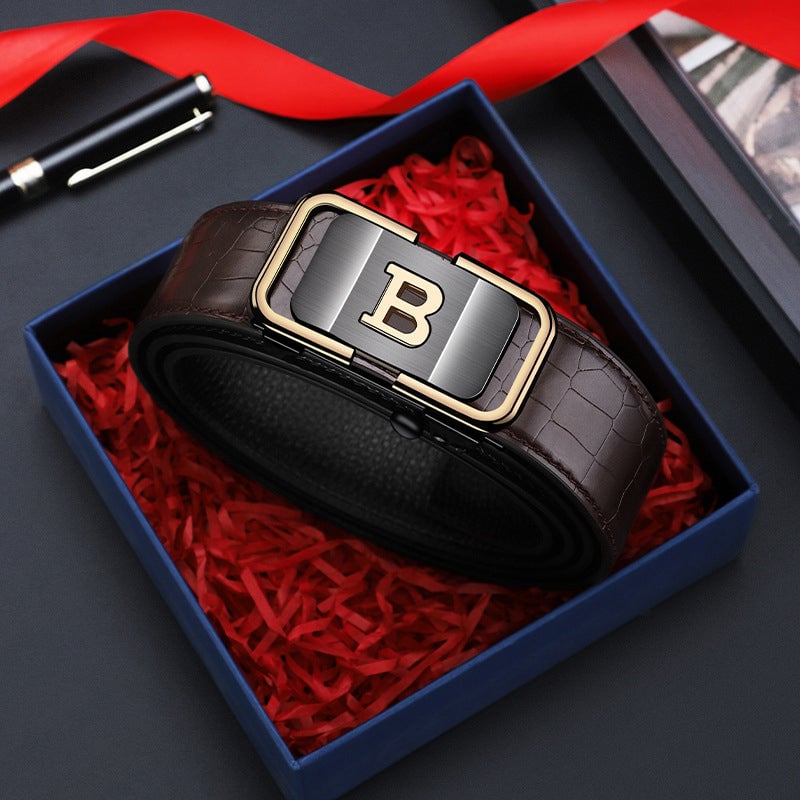 🎁Men's Crocodile-Patterned Automatic Buckle Belt [ BUY 1 GET 1 FREE ]