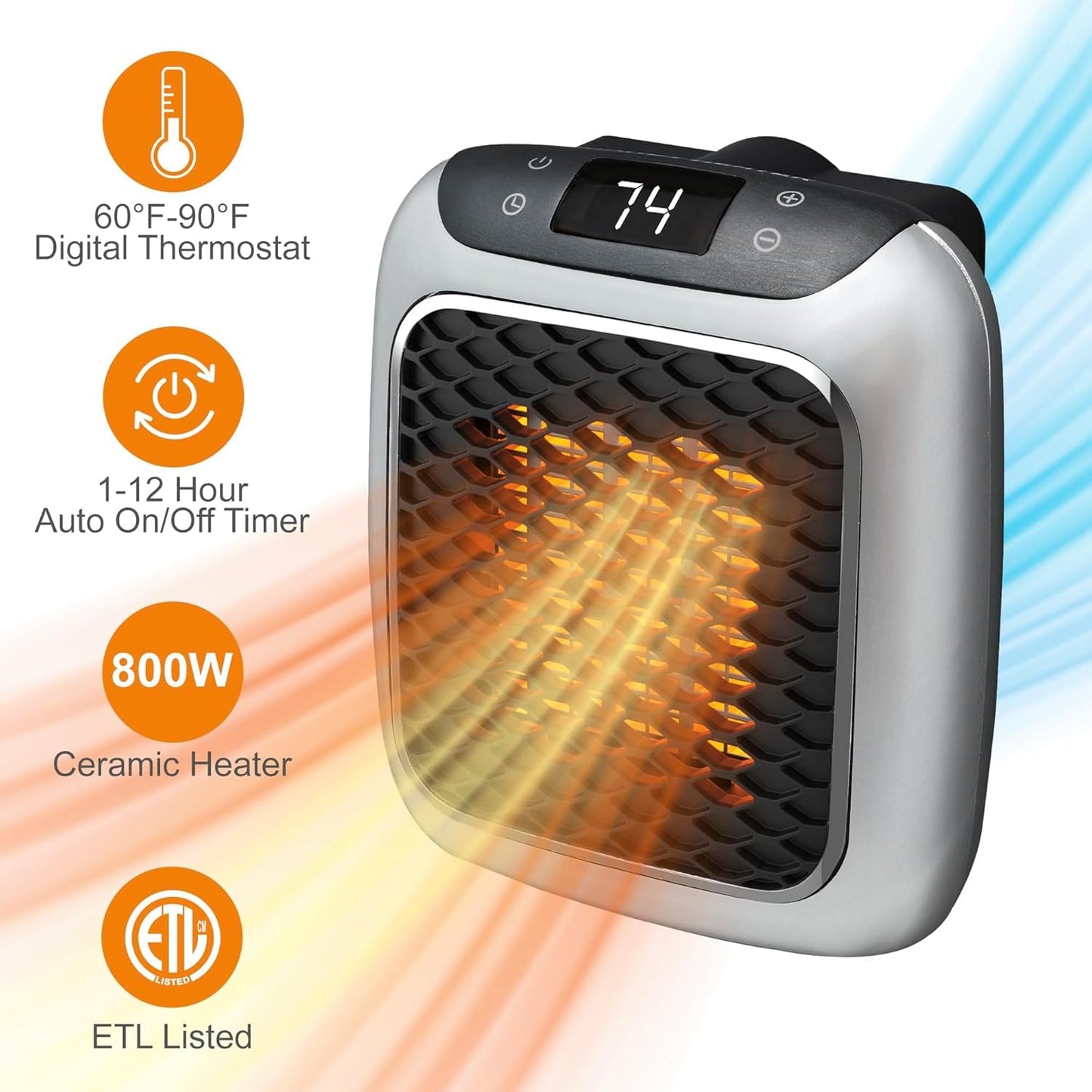 800 Convenient Wall Outlet Heater with Adjustable ✅