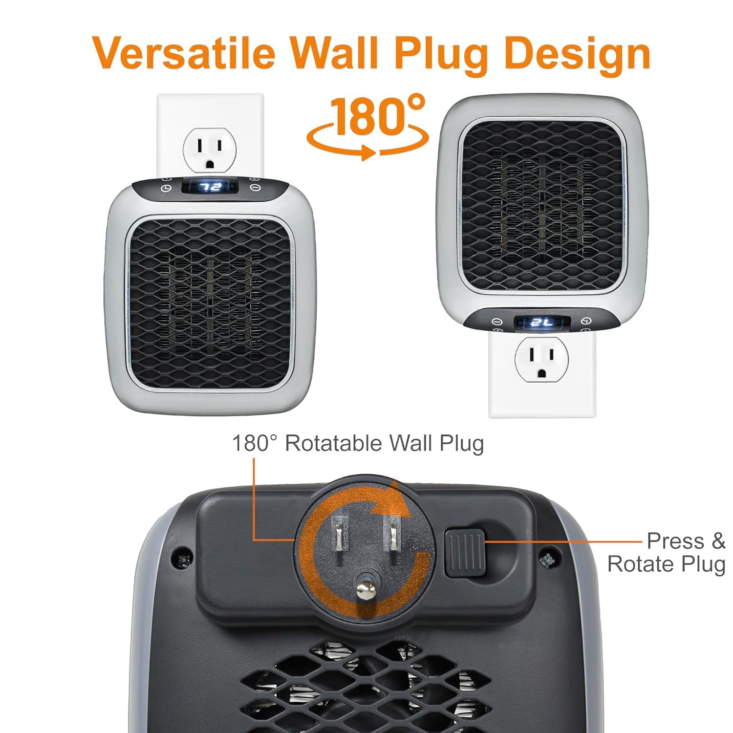 800 Convenient Wall Outlet Heater with Adjustable ✅