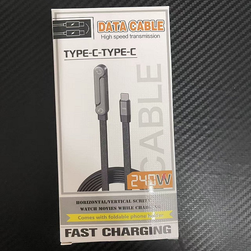 240W USB-C Fast Charging Cable with Phone Stand – Durable Type-C Charger for Android Devices