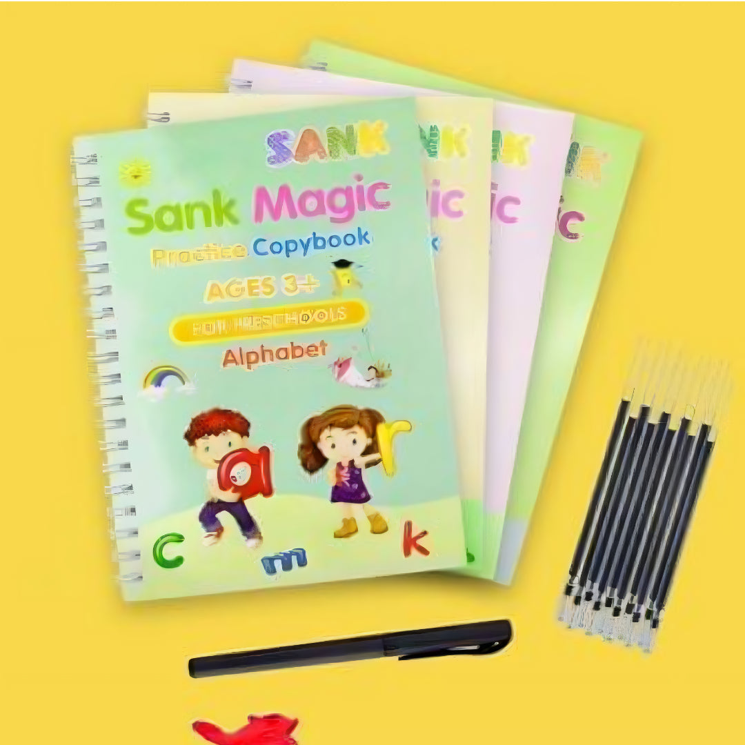Magic Practice Copybook, (4 BOOK + 10 REFILL+ 1 Pen)