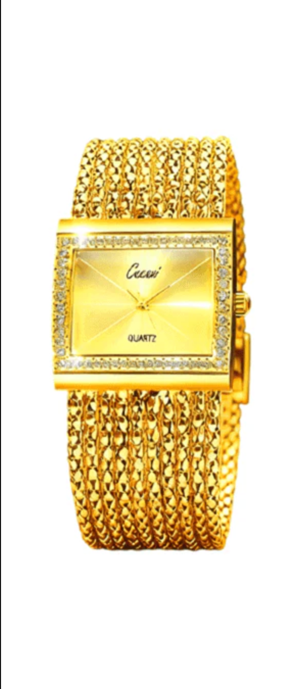 The epitome of luxury Ladies Rhinestone Quartz Square Watch