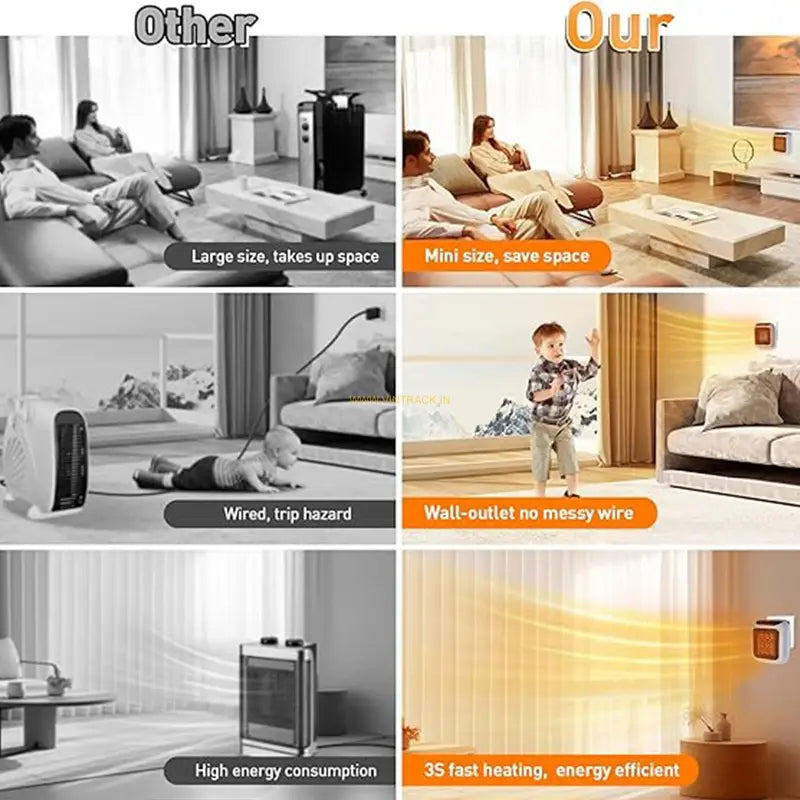 800 Convenient Wall Outlet Heater with Adjustable ✅